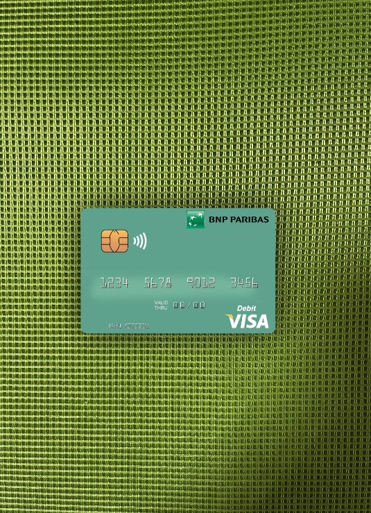 Download Mauritania BNP Paribas visa debit card photolook front Photoshop template